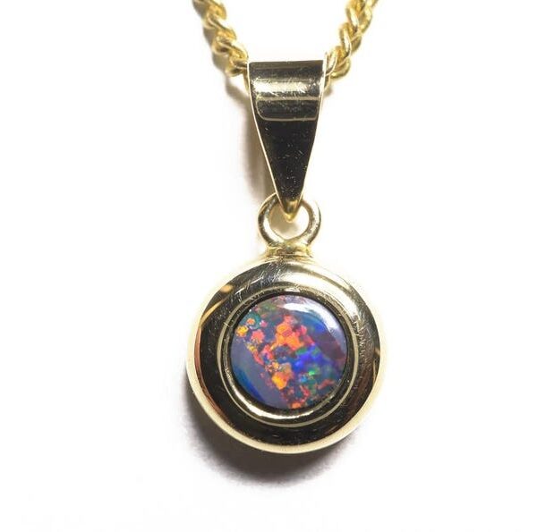 Gold Pendant Lightning Ridge Black Opal Doublets TOG-960